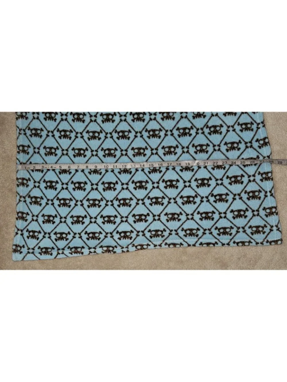 Blue Brown Skulls Fleece Baby Blanket 28x38